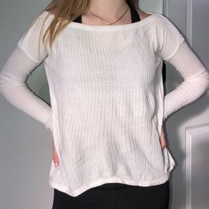 White Hollister Waffle Knit w/ Cut Outs